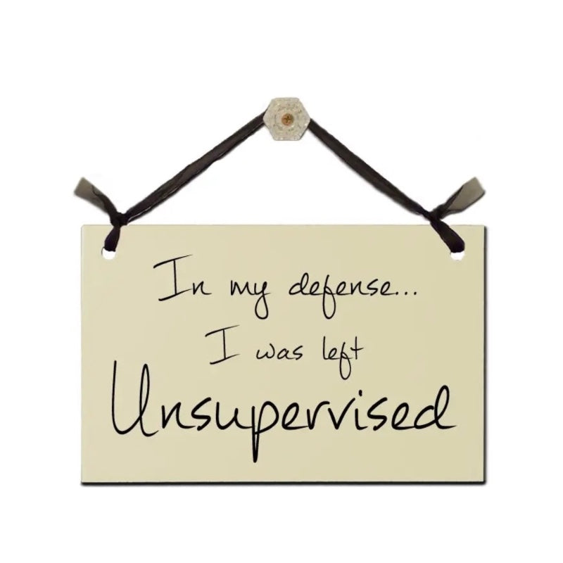 Sign - In my Defense I was Left Unsupervised