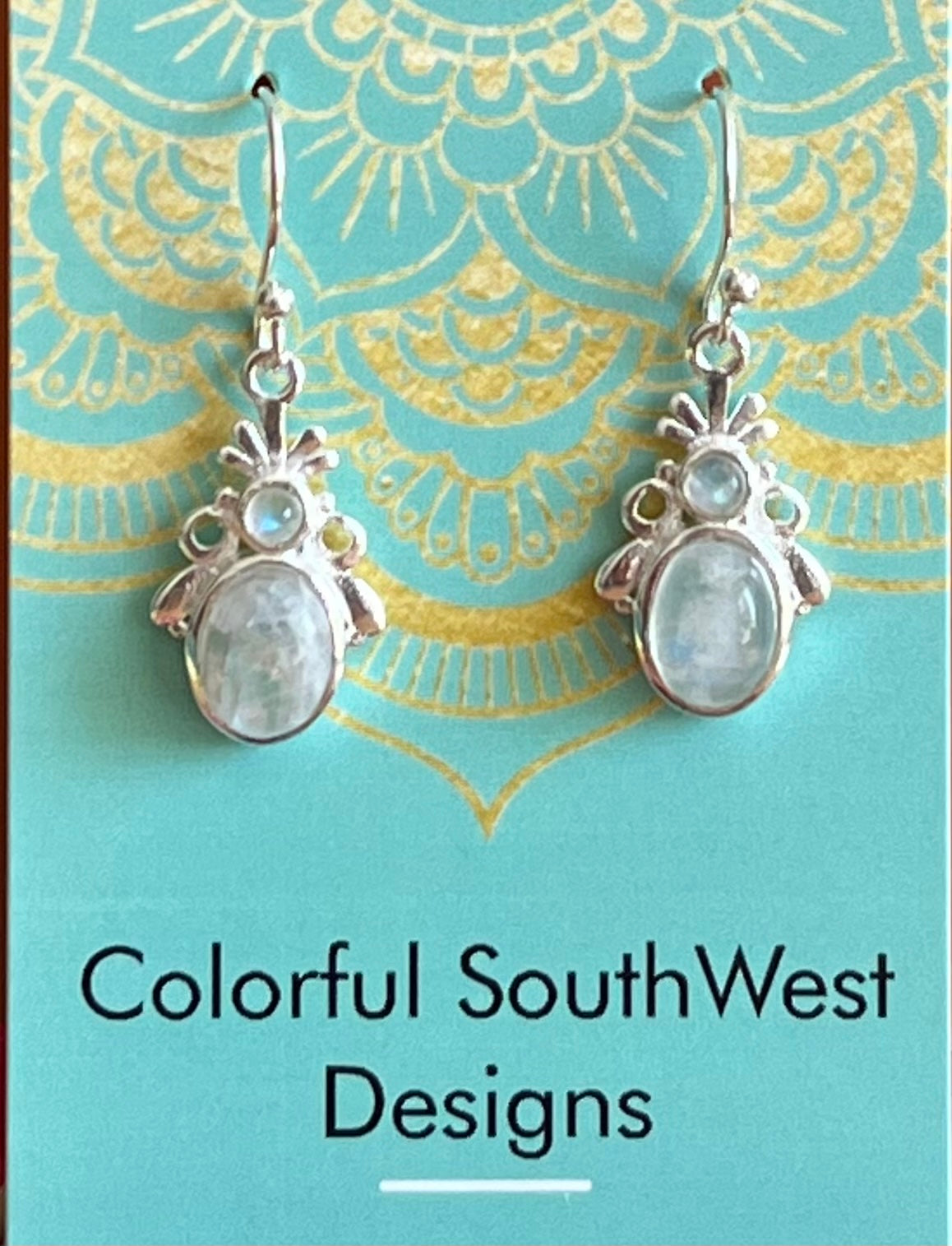 Rainbow Moonstone Dual Stone Sterling Earrings