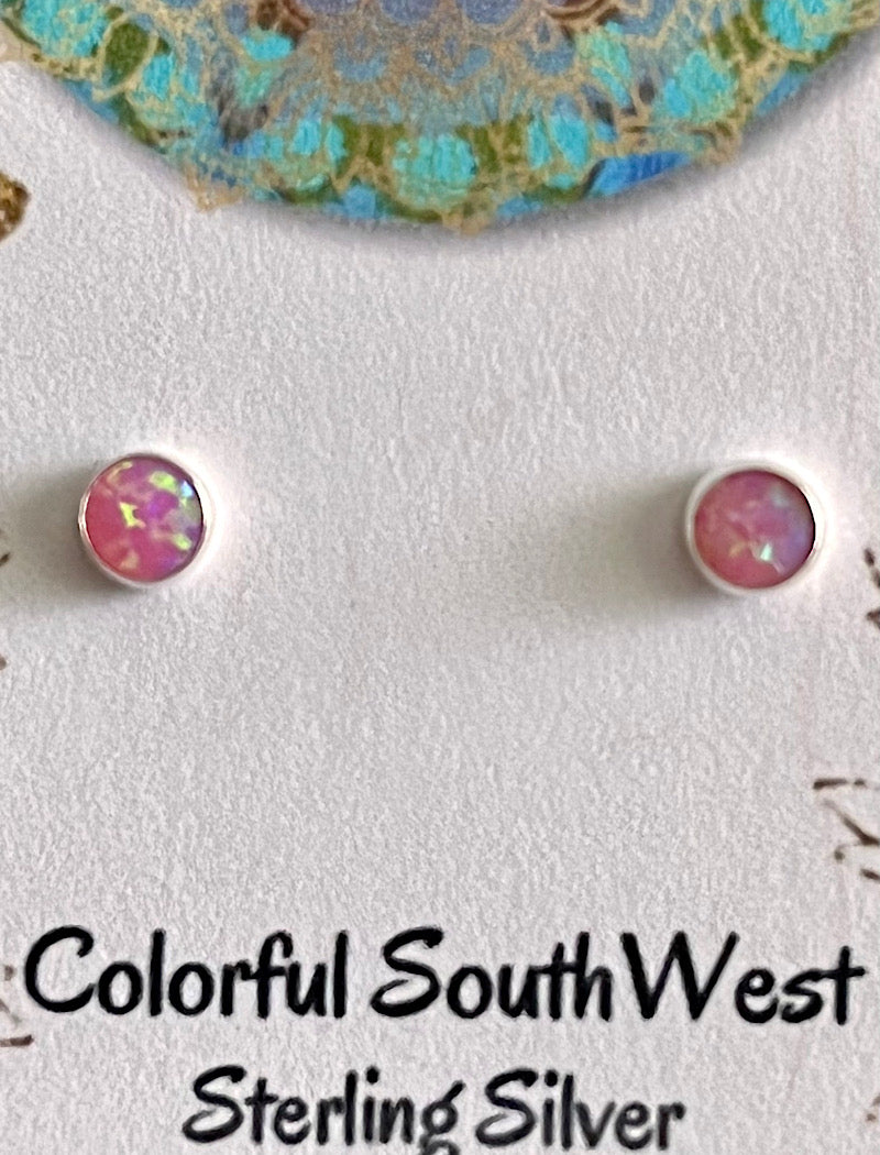 Smaller Opal Stud Sterling Earrings