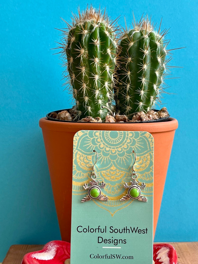 Fun frog silver earrings