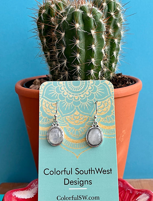 Rainbow Moonstone Sterling Dangles