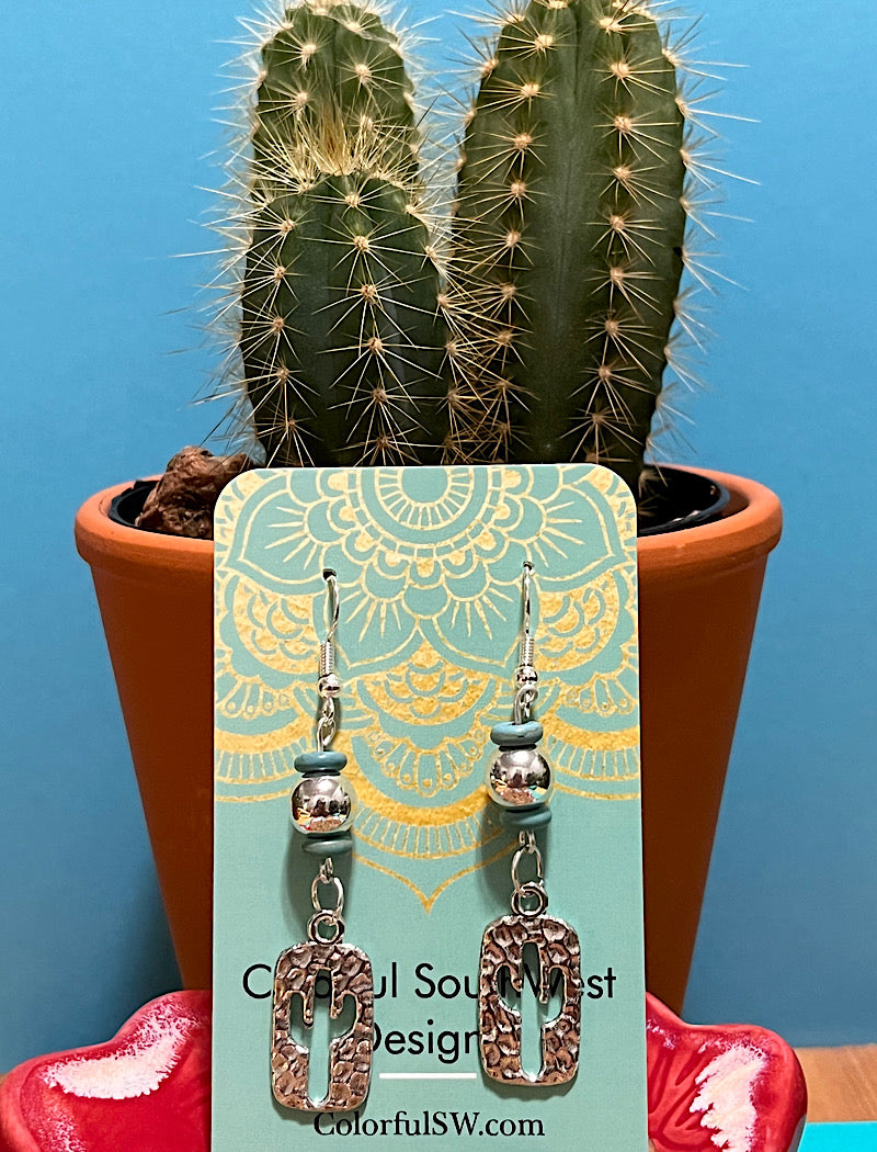 Cut out cactus earrings, hypoallergenic