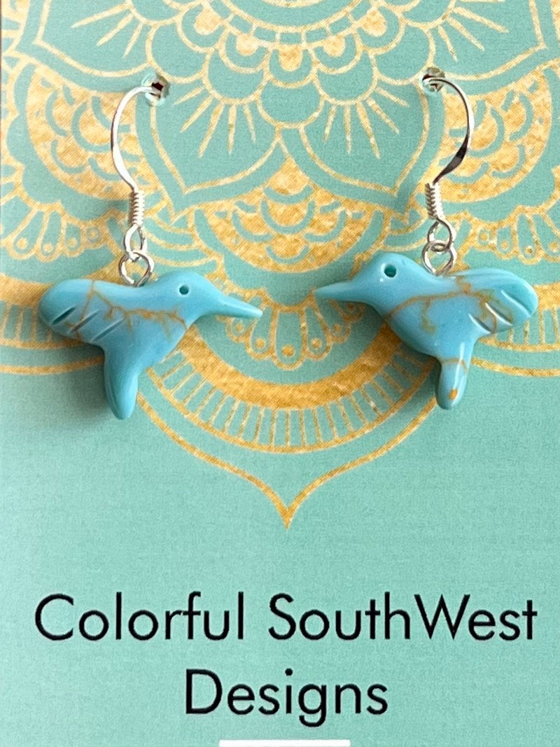 Turquoise hummingbird earrings