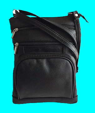 Black leather small crossbody purse.