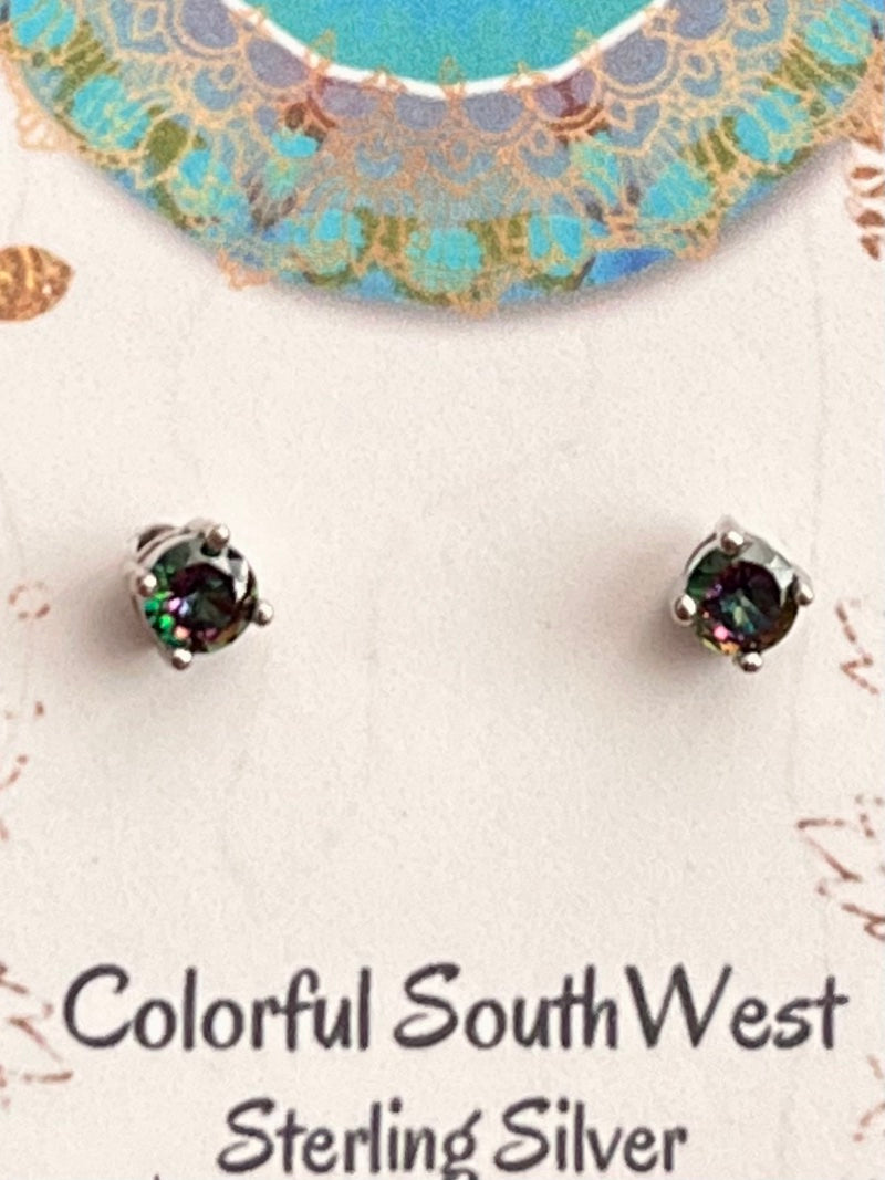Small mystic topaz sterling studs
