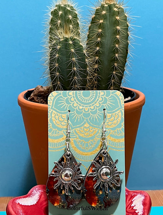 Red sun earrings