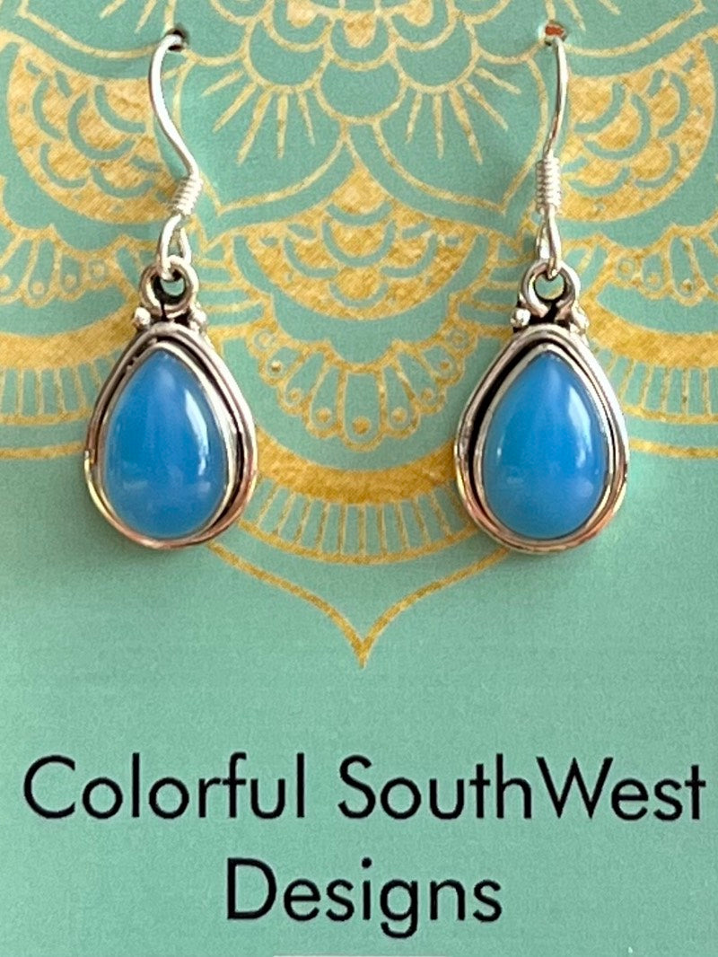Teardrop Calcedony Sterling Earrings
