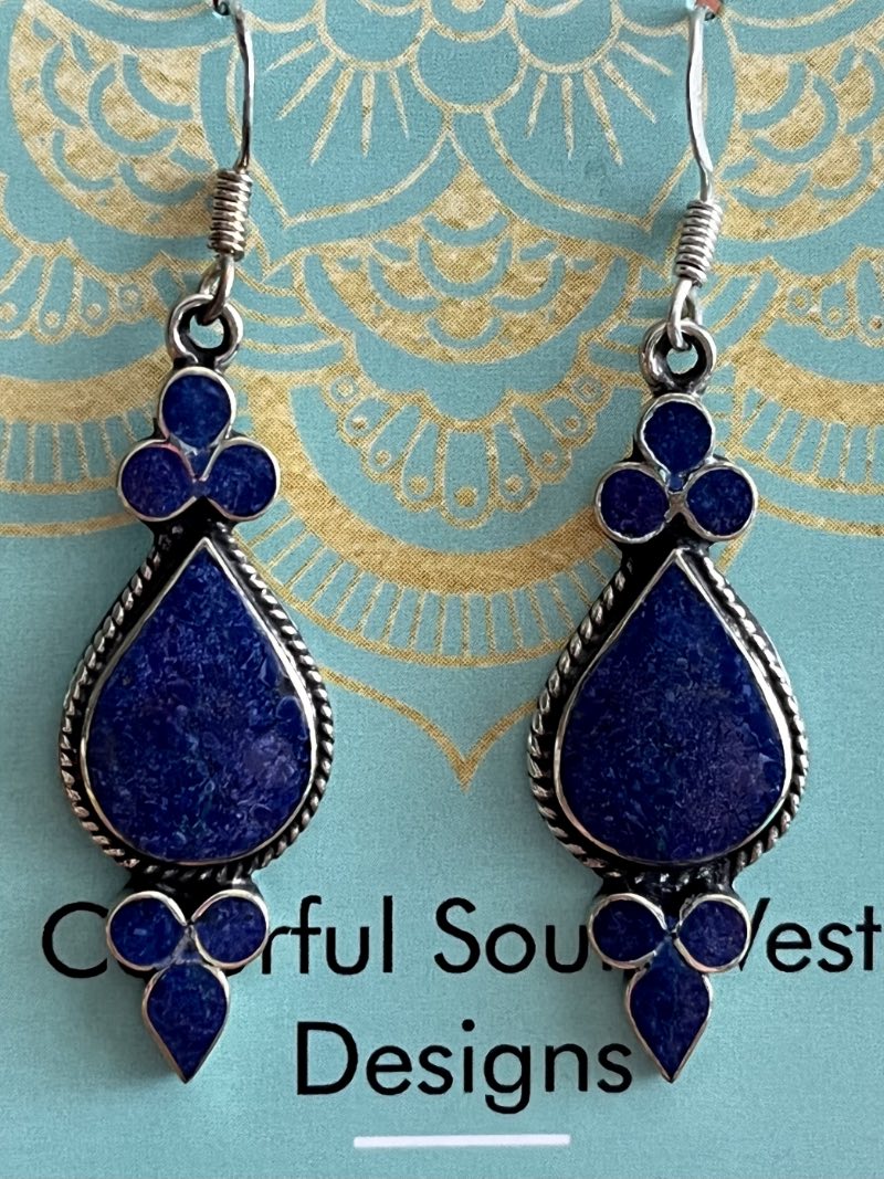 Lapis Antiqued earrings