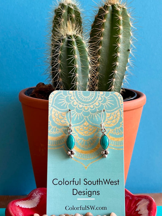 Turquoise 3 Dot Style Sterling Earrings