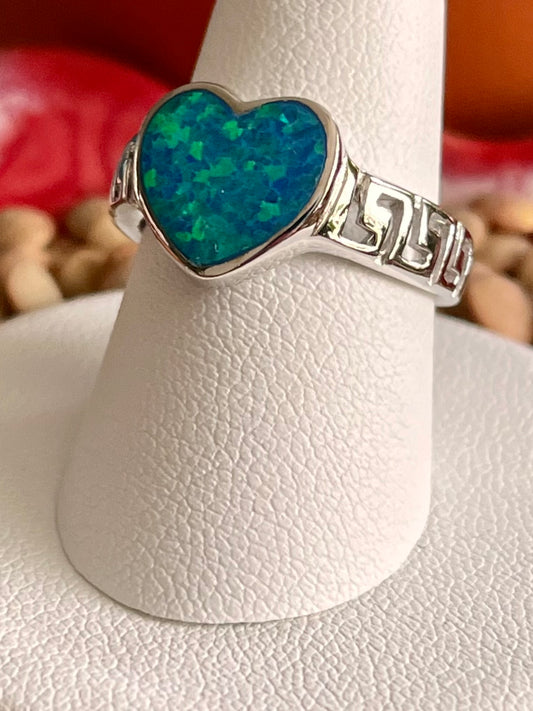 Lad Opal heart sterling ring