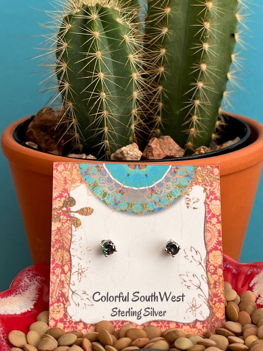 Small mystic topaz sterling studs