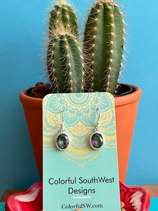 Mystic Topaz earrings Medium bevel