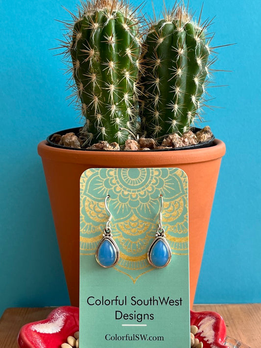 Teardrop Calcedony Sterling Earrings