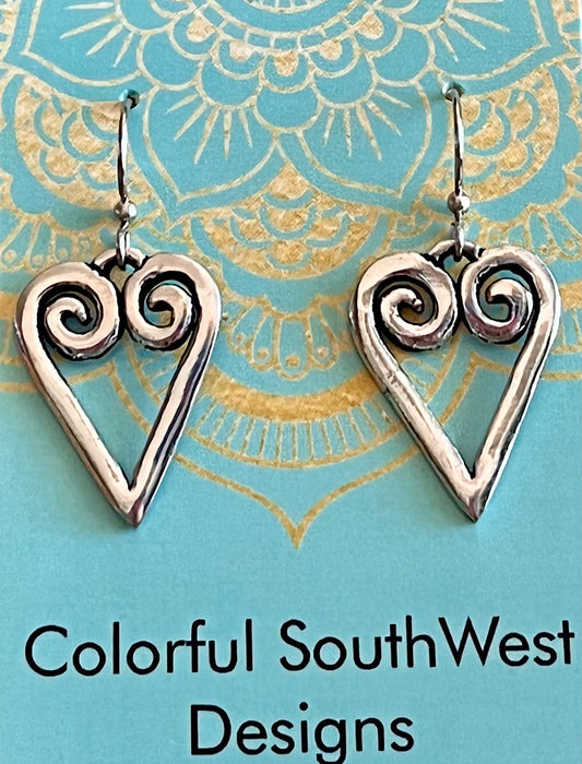 Heart Earrings Pewter