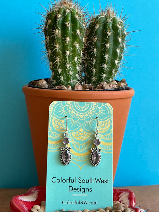 Dual Stone Amethyst Sterling Earrings