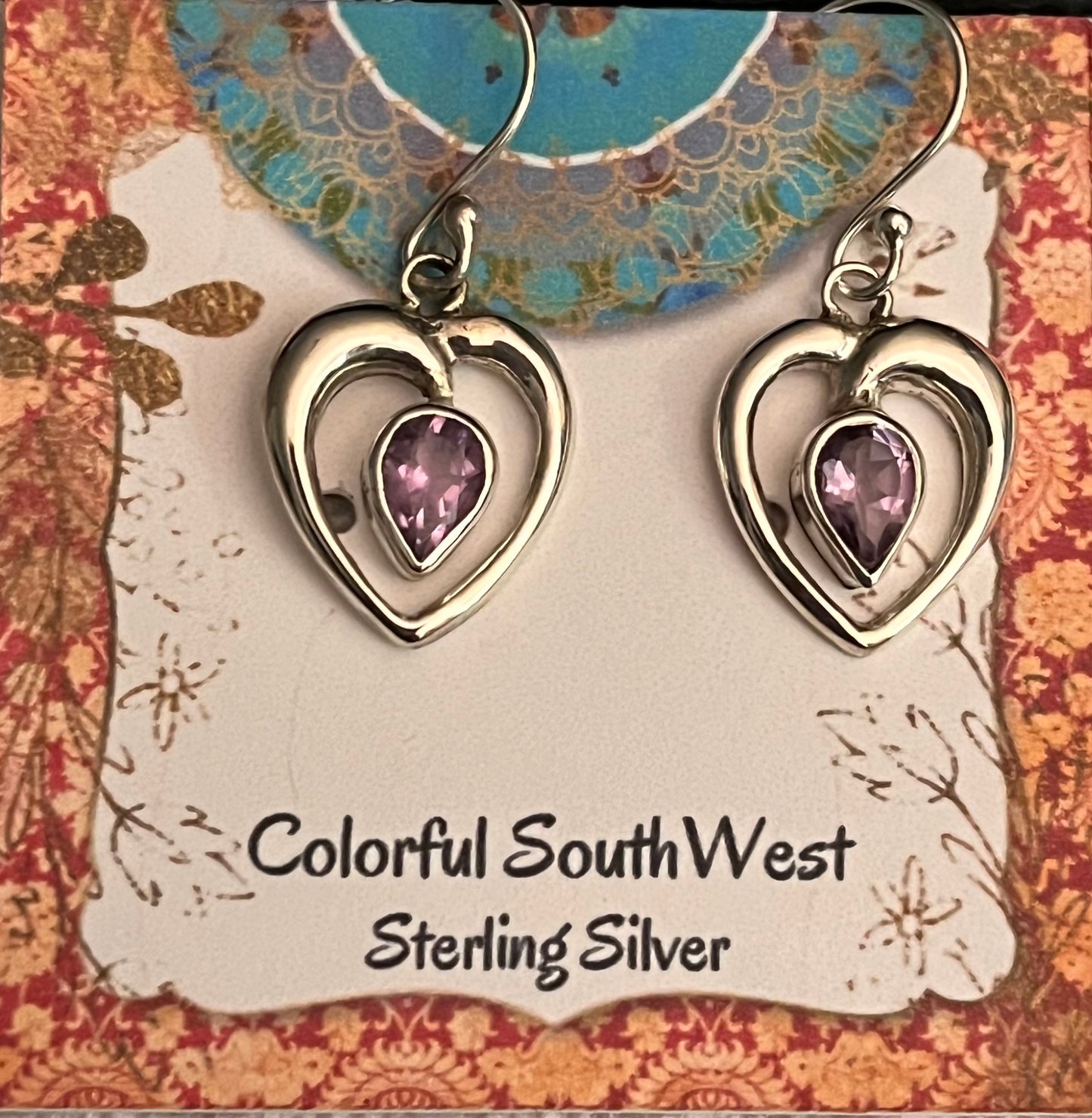 Heart Sterling Earrings with Amethyst