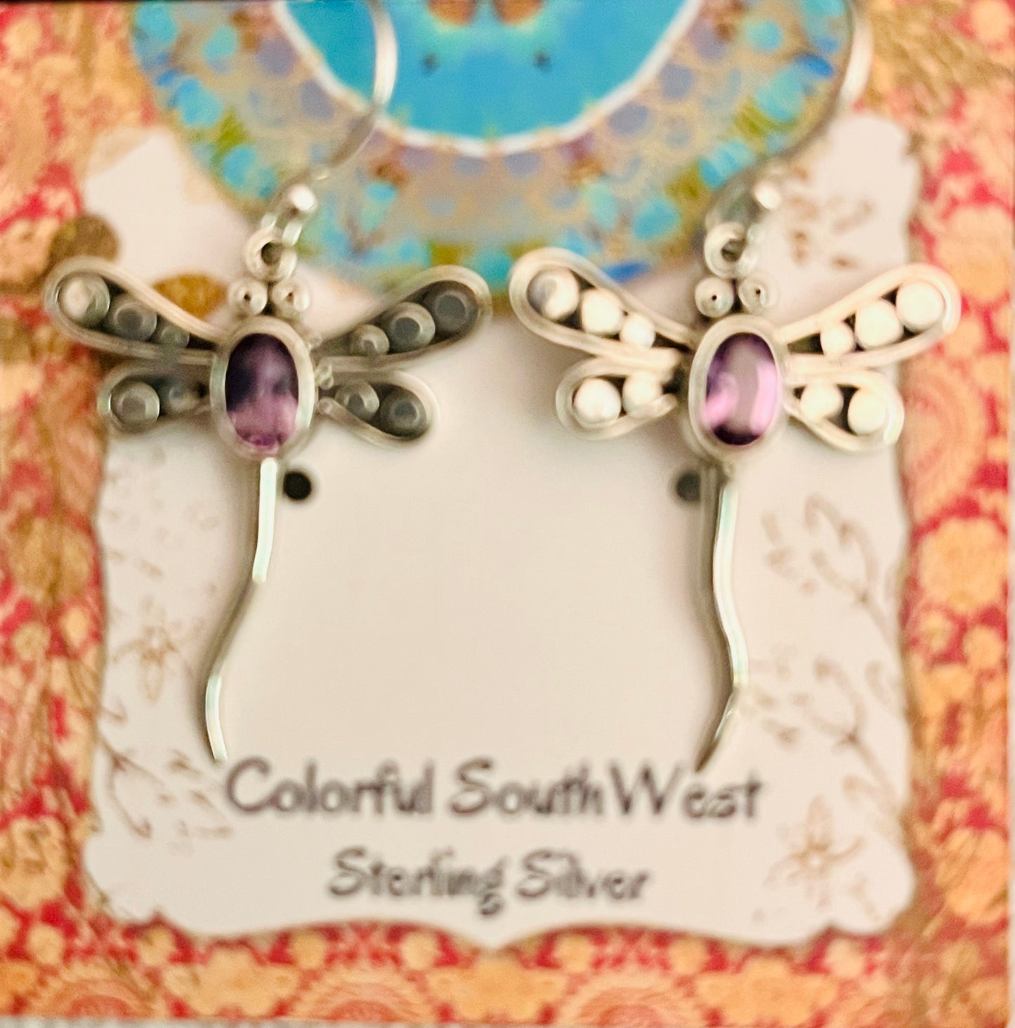 Dragonfly Sterling Earrings with Amethyst