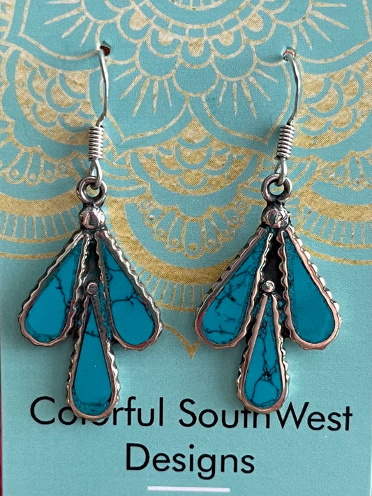 Turquoise leaf pattern earrings 