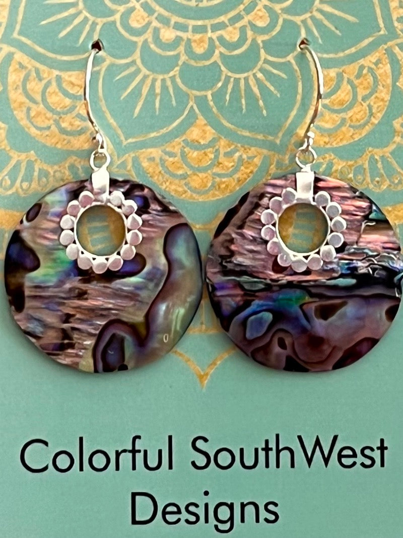 Paua Shell Sterling round earrings