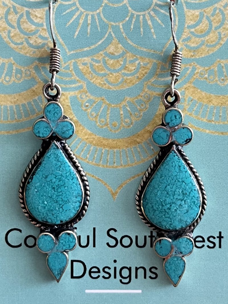 Long turquoise earrings ethnic