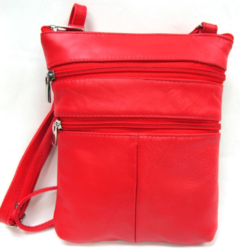 5 zipper crossbody bag red