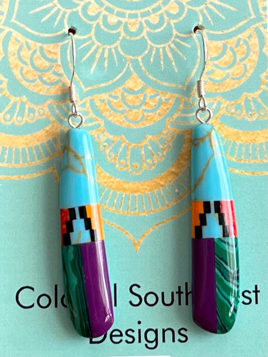Colorful multi stone sterling earrings
