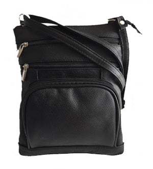 Black leather crossbody  purse with organizer