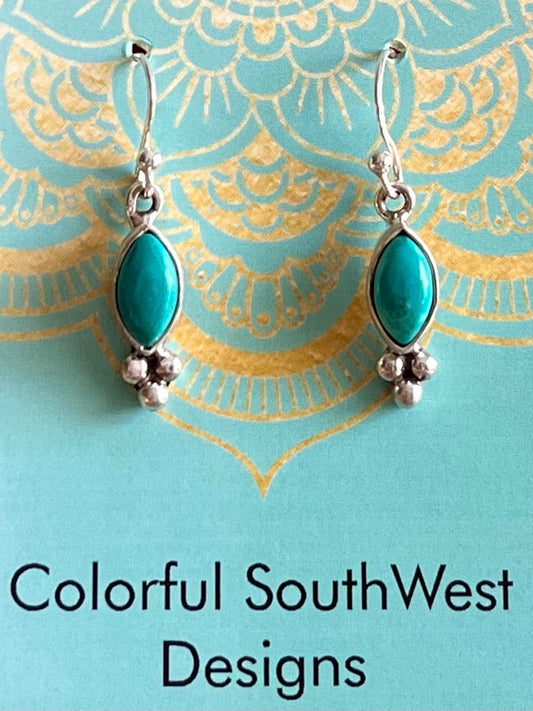 Turquoise 3 Dot Style Sterling Earrings