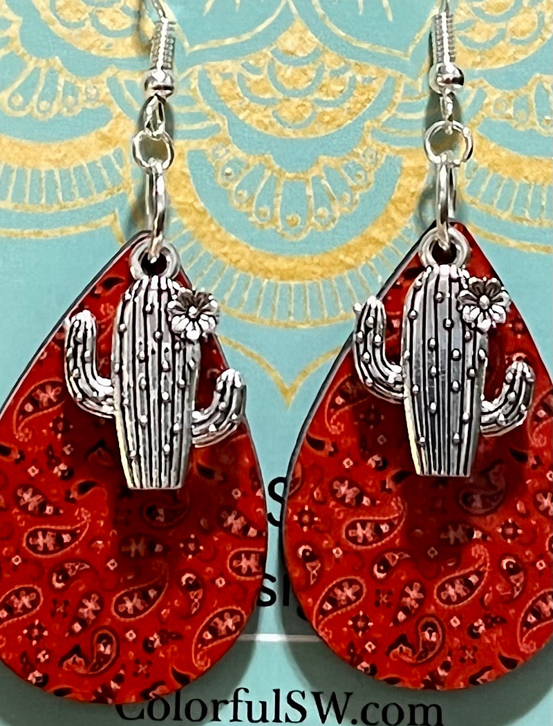 Bandana and cactus earrings