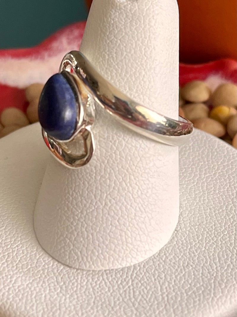 Lapis swirl sterling ring
