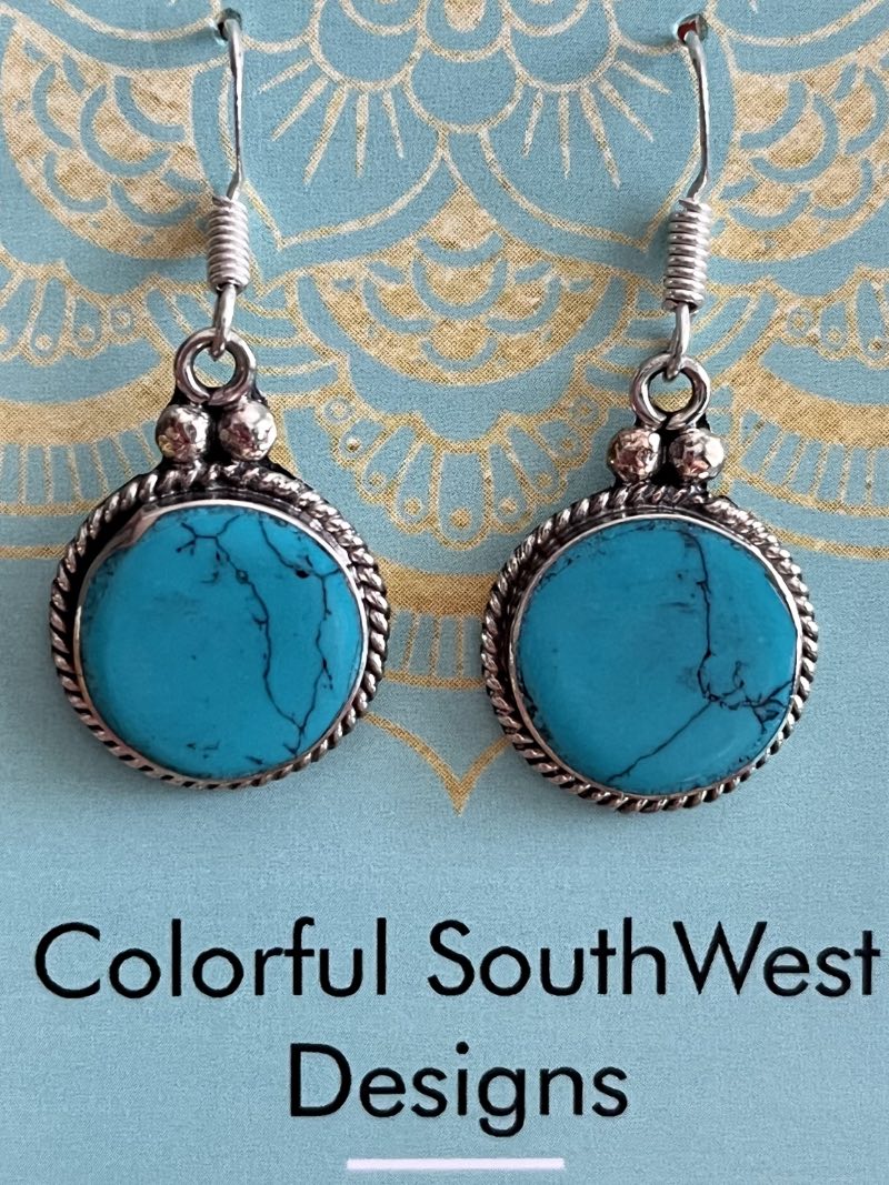 Turquoise Nepal earrings hypoallergenic 