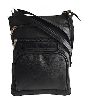 Black leather small crossbody purse.