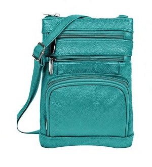 Turquoise or teal leather shoulder bag or purse