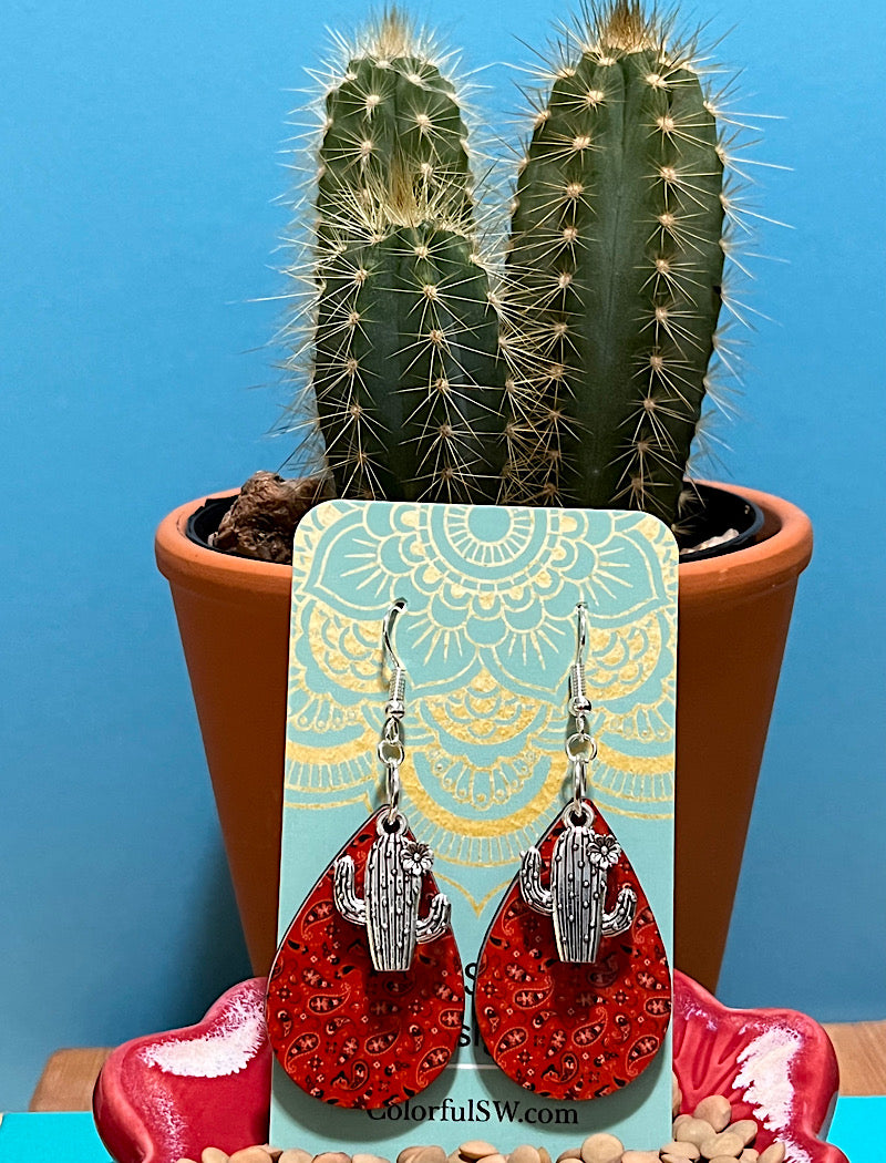 Bandana and cactus earrings