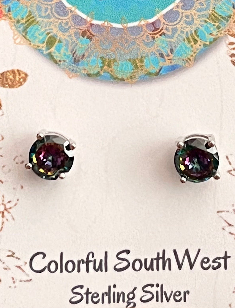 Medium mystic topaz sterling studs