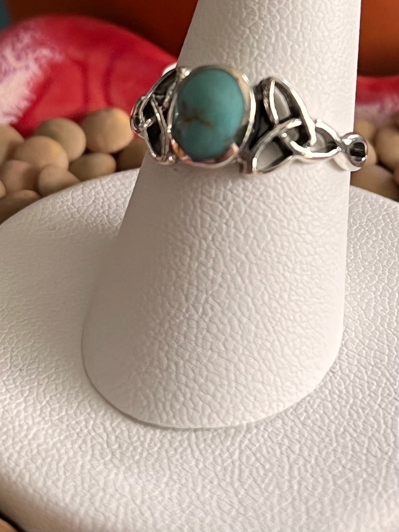 Celtic turquoise ring sterling 