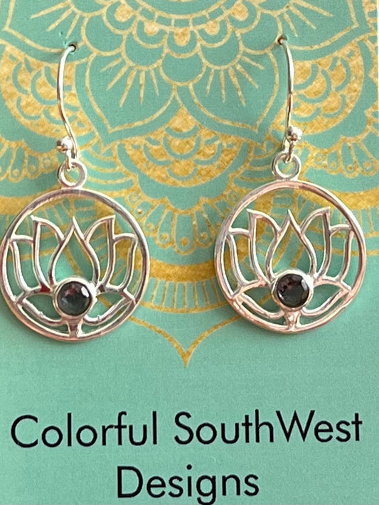 Amethyst Sterling Lotus earrings 
