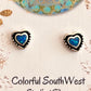 Fire blue Lab Opal heart studs