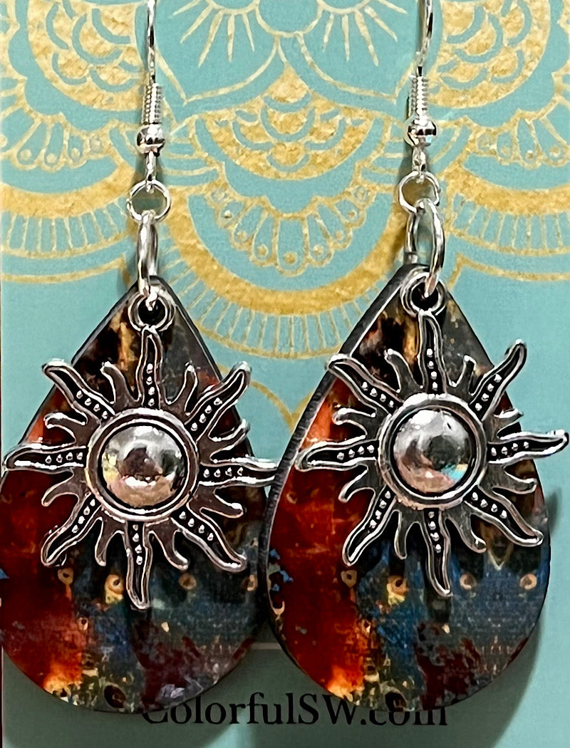 Red sun earrings