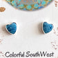 Denim Lapis Stud  heart Earrings