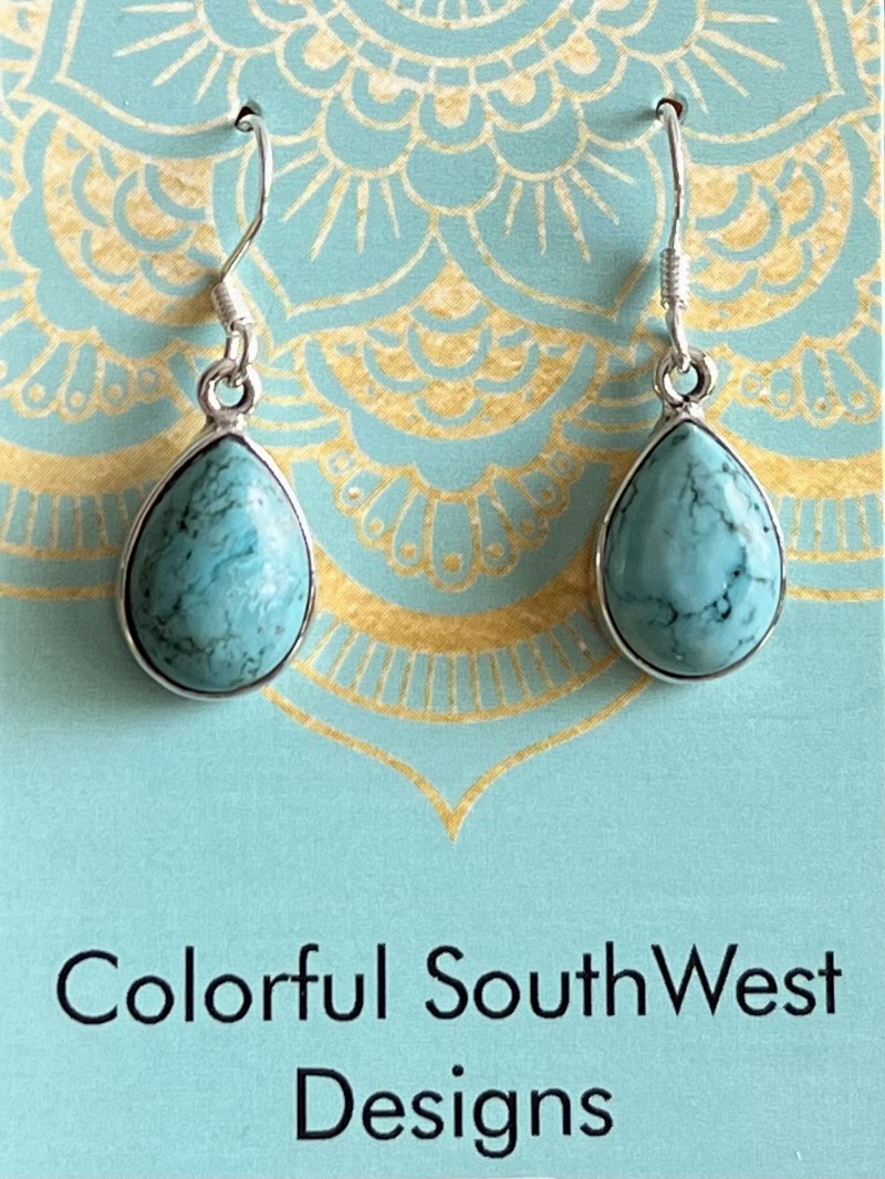 Teardrop Turquoise Sterling earrings 