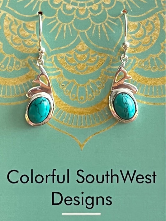 Quail turquoise sterling earrings