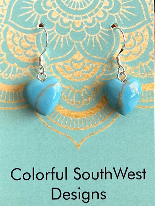 Stone turquoise heart dangle earrings