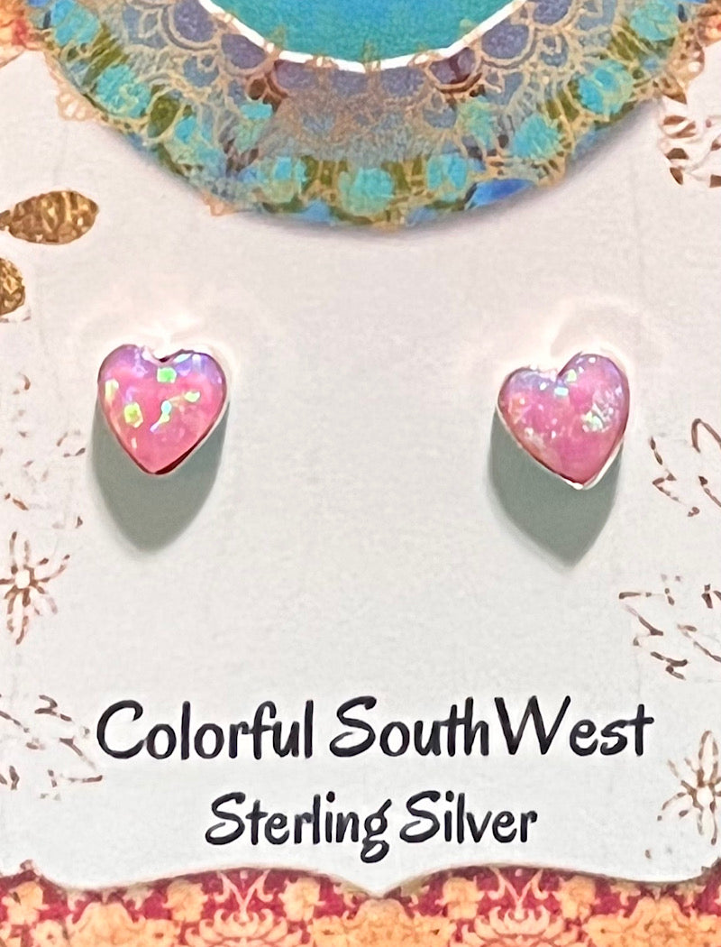 Pink lab Opal stud earrings