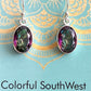 Large oval Mystic Topaz earrings dangle